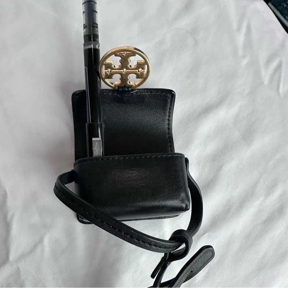 Tory Burch -Miller style black leather AirPod holder